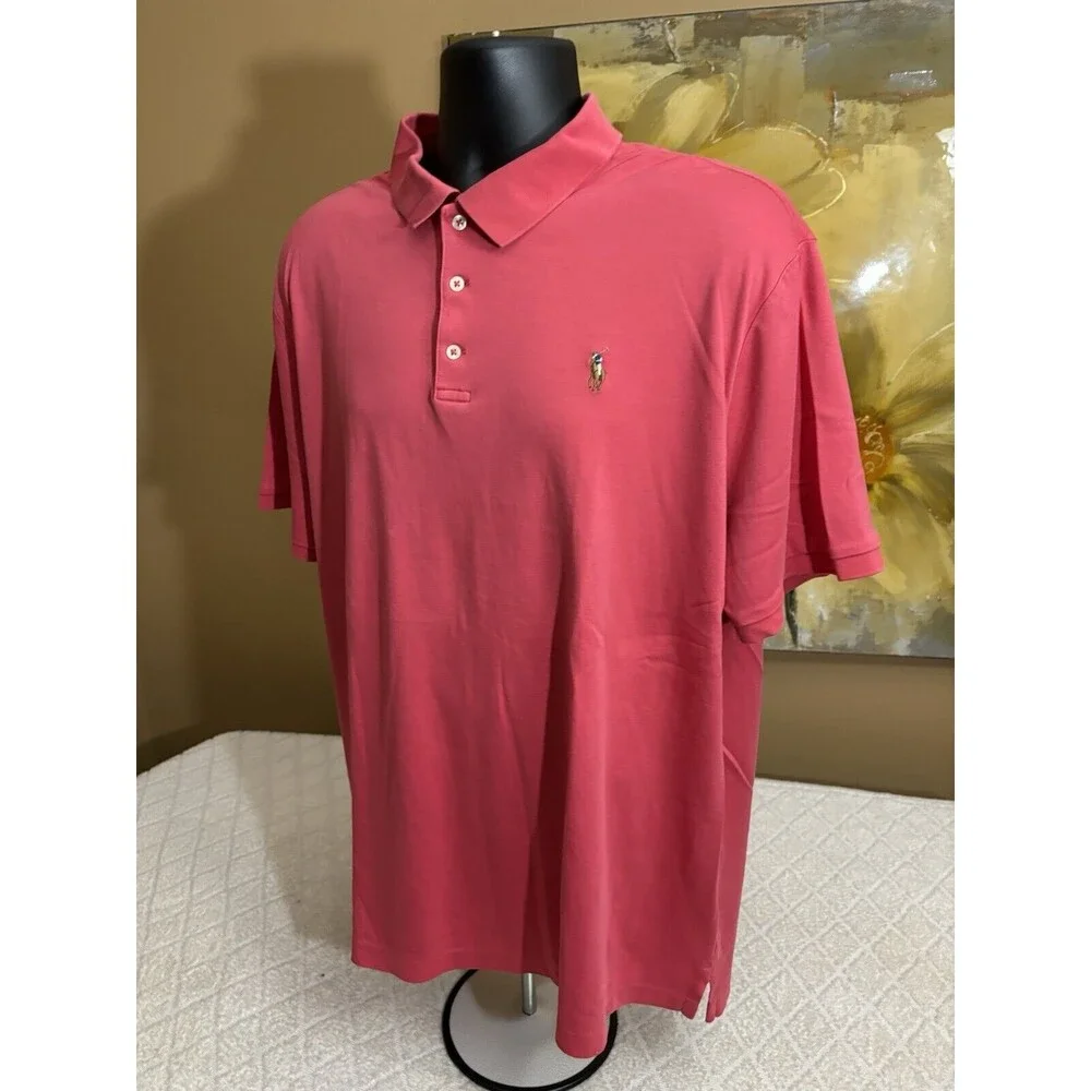 Ralph Lauren Polo Classic Fit Mens Collared Salmon Polo Size 2XL